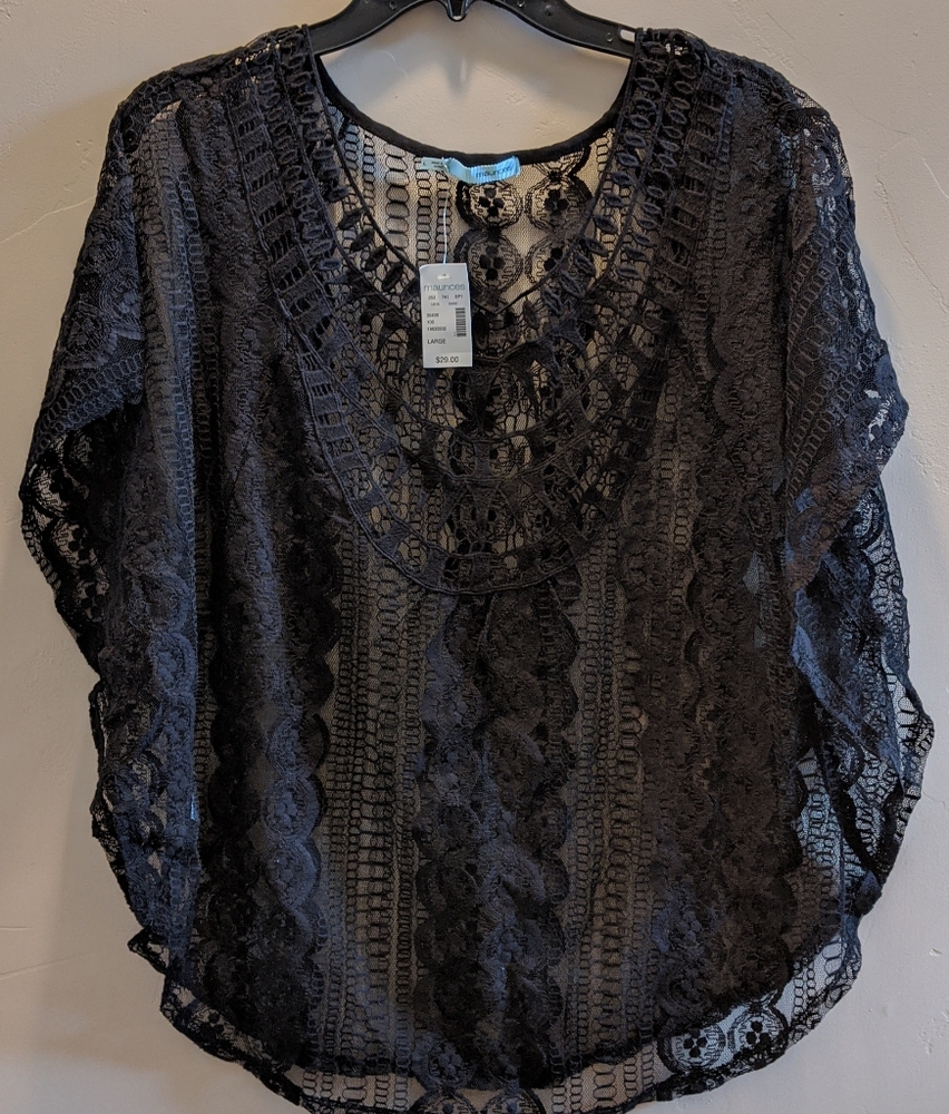 MAURICES Black Lace Pancho